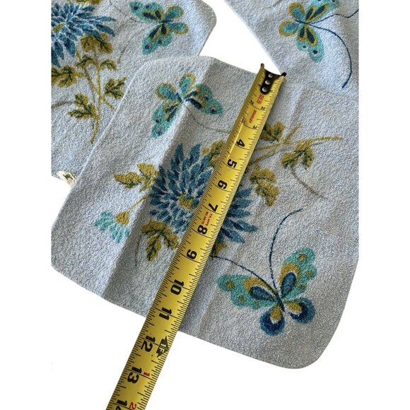 Cannon Vintage Blue Floral Butterfly Hand Towel + 2 Face Cloth NEW Old Stock - Picture 6 of 9